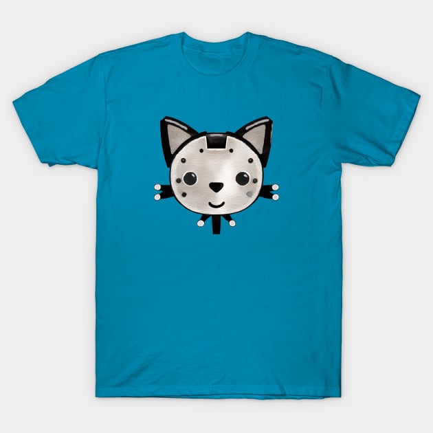 Black Kitty Skinny Bot T-Shirt by Xie